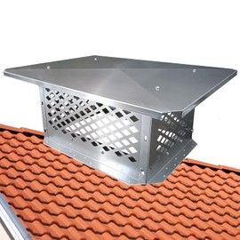 BUYYAH Chimney Cap, 13" x 17" Chimney Cover, Adjustable Bottom to Fit Outside Existing Clay Flue Tile Dimensions 11" x 16" to 15.4" x 19.3", All Stainless Steel Structure, with Meshes, Bolts, Screws