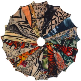 Rbenxia 20pcs Temporary Tattoo Sleeves Unisex Fake Slip on Sunscreen Arm Sleeves Bosy Stockings Tattooes Set Random Color