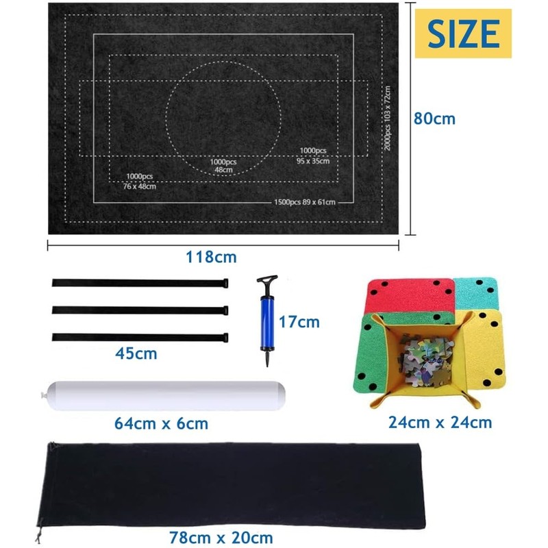KAHEIGN Portable Jigsaw Mat, 1000/1500 /2000 Pieces Puzzles Mat Roll-Up