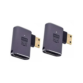Kework 2 Pack 8K UHD Mini HDMI Adapter, 48Gbps 3D Mini HDMI 2.1 Version Converter, 90 Degree Left Angle Mini HDMI 2.1 Male to HDMI 2.1 Female Extension Adapter Extender Connector Coupler, 8K@60Hz