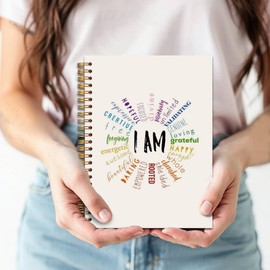 RYVJU Positive Affirmations Notebook Journal, Inspirational Boho Sunshine Affirmation Journal for Women Teens, Inspiring Quotes Spiral Notebook 5.5x8.3, Boho Work Office Supplies