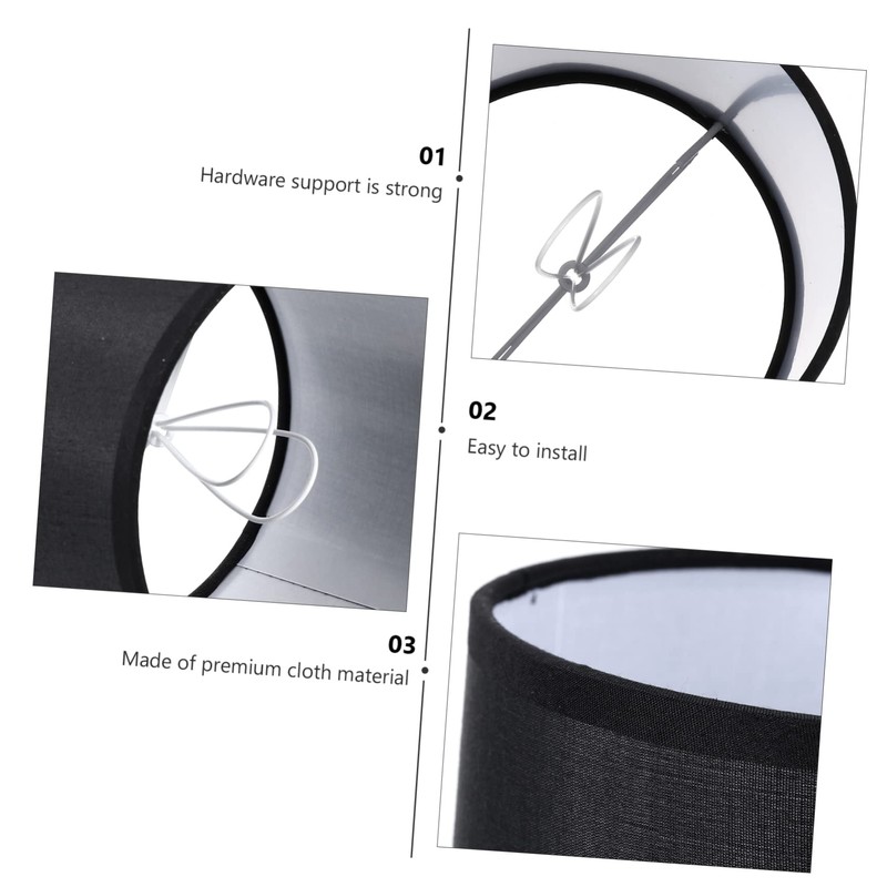 ORFOFE Linen Lampshade Large Black Cylinder Lampshade Home Decor Lamp