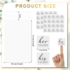 Yexiya 200 Set His Her Favorite Stickers Candy Bags Wedding Favor Stickers 4x6 Inches Cellophane Bags That Seal Themselves for Wedding Favor Labels Guest Welcome Bag Stuffers Bulk (White,Square)