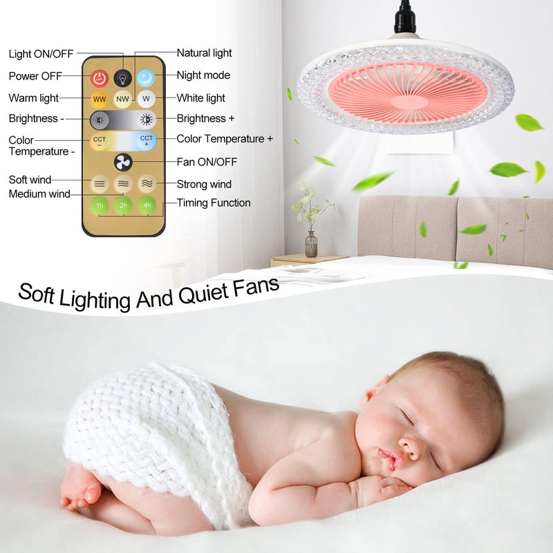 Enclosed Ceiling Fan with Light and Remote Adjustable Timing Mini