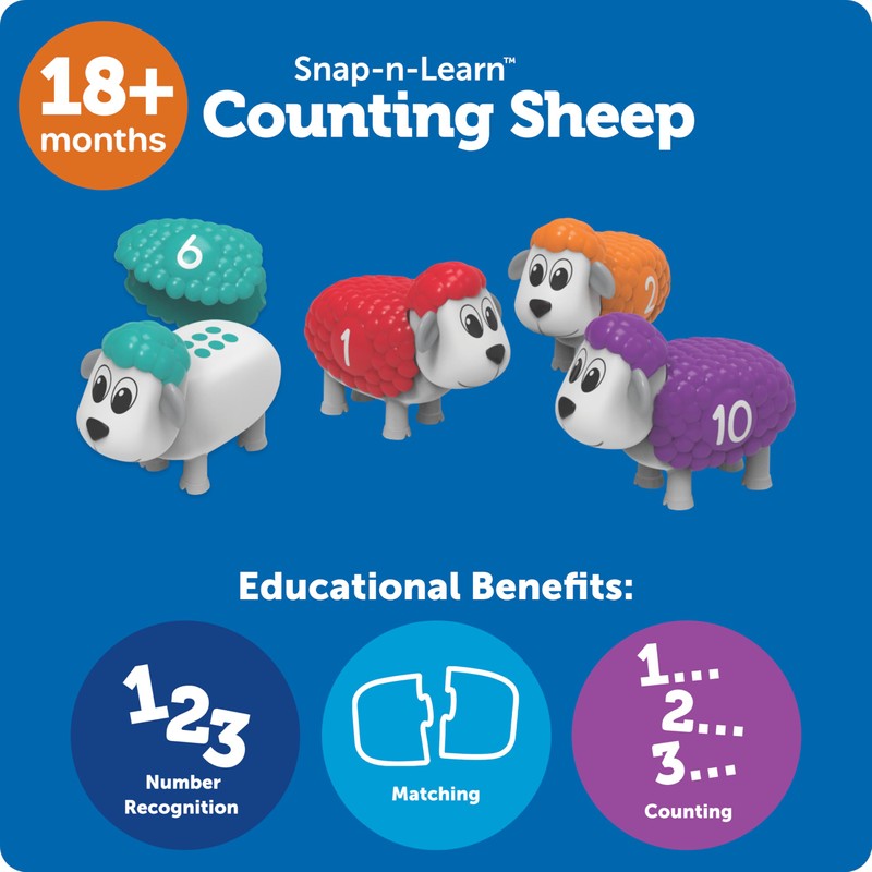 Learning Resources Snap-n-Learn Counting Sheep - 20 Pieces, Ages 18+