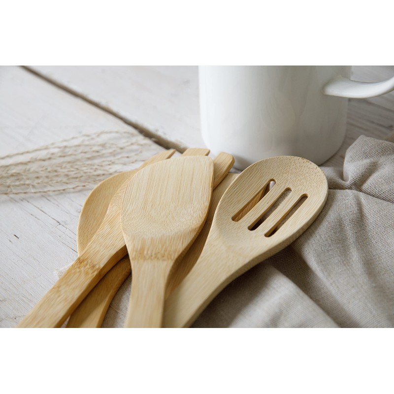 Natural Elements Eco Bamboo Kitchen Utensil Set, Non Stick Safe,
