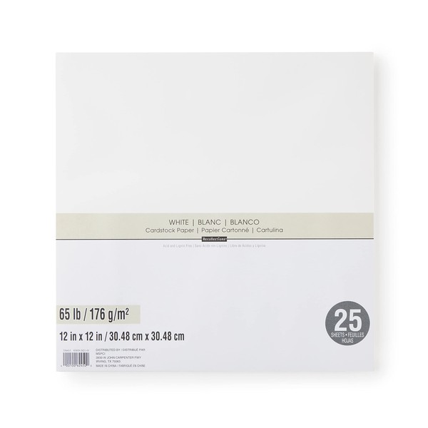 25 Sheets White 12” x 12” Cardstock Paper by Recollections