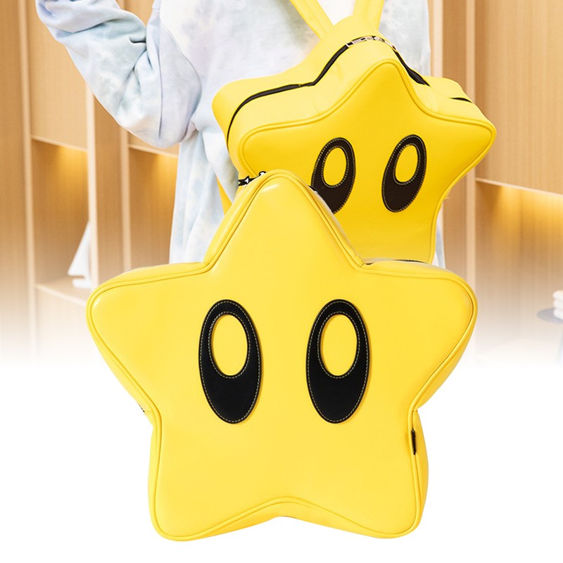 Star Backpack Bright Yellow Cute Stylish Schoolbag Waterproof Large Capacity