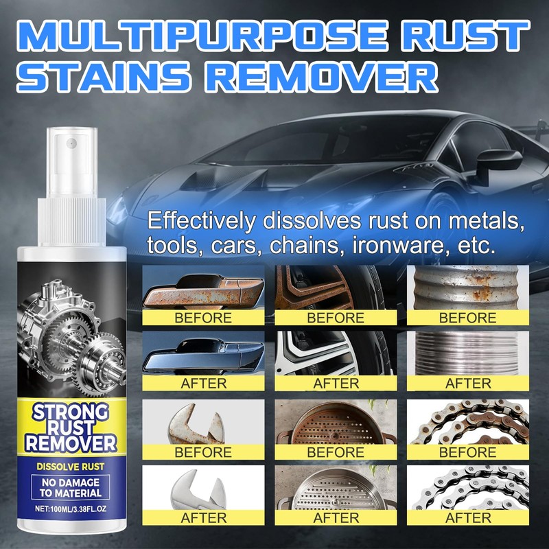 2PCS Rust Remover Spray for Metal, Multipurpose Rust Stain Remover