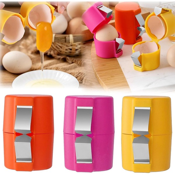 3PCS Egg Shell Opener, 2025 Upgraded Stainless Steel Egg Cutter