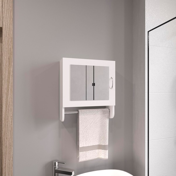 YLIEHS Mirror Medicine Cabinet with Towel Rack, Sleek Design, Modern