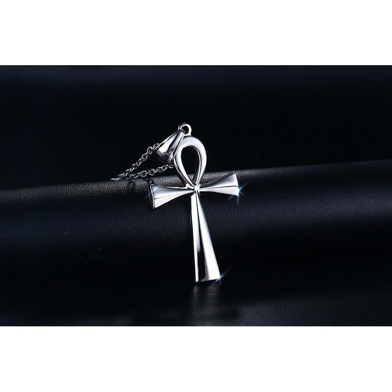 FPHNUY Men's Stainless Steel Coptic Anka Cross Religious Pendant Necklace,