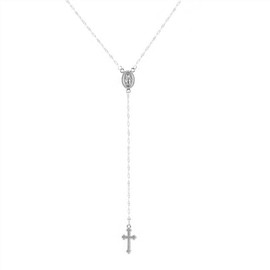 Donbnine Cross Pendant Necklaces Long Chain Y Lariat Religious Silver Jewelry for Women (silver)