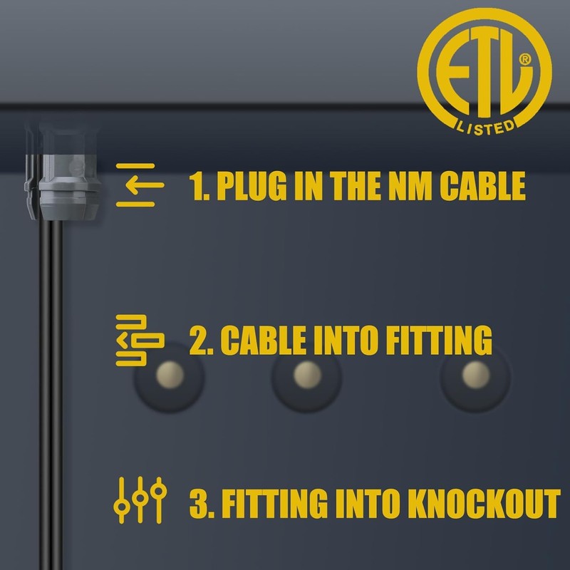 (Pack of 50) Axiomdeals 1/2" Plastic Cable Connectors Non-Metallic Snap