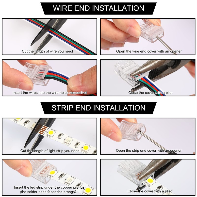 10 Packs 5 Pin RGBW LED Strip Connector Kit 10