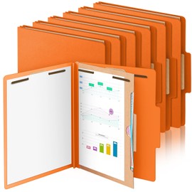 12 Pcs Classification Folders 1 Divider 2 Inch Expansions Heavy Duty 2 Prongs Fastener Pressboard Classification File Folder for Employee Standard Medical File Document Office(Orange)