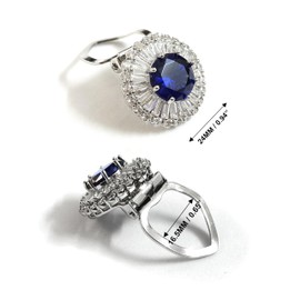 Climple Royal Blue Rhinestone Scarf Ring Clip for Women - Neckline Tie Satin Clip Silver Silk Scarf Ring Round Jewelry Zircon Imitation Diamond for Wedding, Elegant Occasion, Pocket Square Clasp