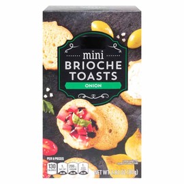 Mini Brioche Toast Crackers with Onion – French-Style Savory Crisps – Gourmet Appetizer Snack, Charcuterie Board & Cheese Platter Essential, Holiday Party Food & Seasonal Entertaining (2.8oz Specially Selected Pack)