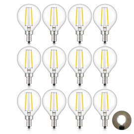 CRLight G16.5 LED Chandelier Bulbs, 2W = 25W Eqv 250LM, 4000K Neutral White, E12 Candelabra Clear Glass Vintage Edison Globe Light, for Bathroom Vanity Mirror, Non-Dimmable, ETL Listed, 12-Pack
