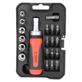 E-Value ERD-110 Ratchet Screwdriver Set, Compatible with Positive Screws, Set of 20