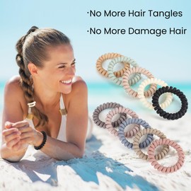 79STYLE 30pcs Spiral Hair Ties No Crease Coil Hair Ties Platics Coiled Phone Cord Ponytail Holder Large Sprial Hair Scrunchies For Women Thick Curly Hair Girls