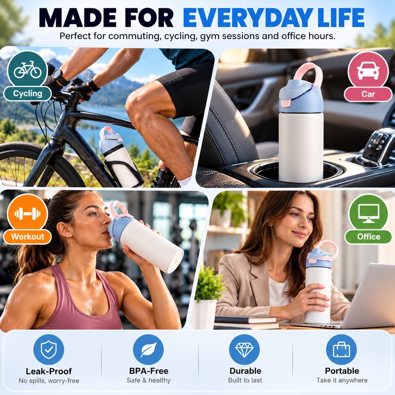 Replacement Water Bottle Lid for Everyday Hydration – Flip-Top Leakproof