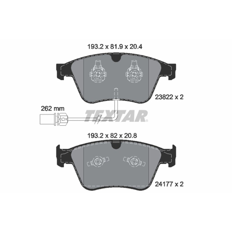 Textar Brake Pad Set For Disc Brake, 2382201
