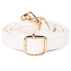 Lelotte Shoulder Strap, Thin Bag, Single Item, Adjustable, Replacement, Shoulder Strap, Leather, white
