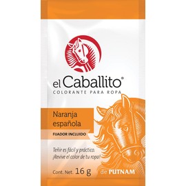 el Caballito, el único Colorante en Polvo para ropa color Naranja española ¡Revive y cambia el color de tu prenda favorita! Sobre con 16g