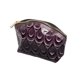 Harry D Koenig Cosmetic Travel Bag Quilted Scallop Design Purple Medium Dome, 1-Count