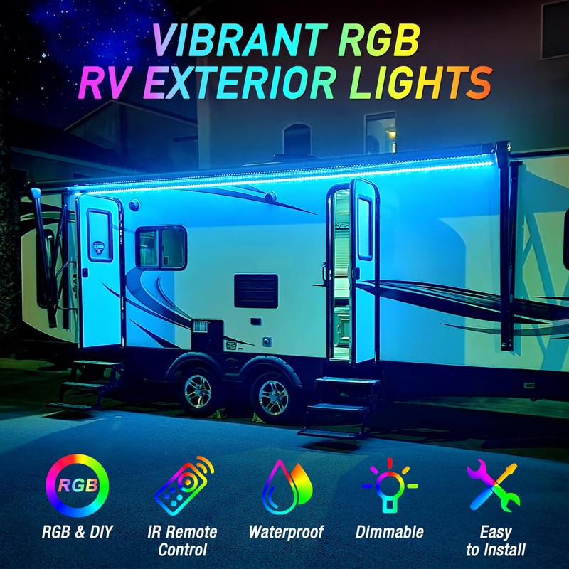 Yiswhis 16.4FT RV Awning Lights, 12V Camper LED Light Strip