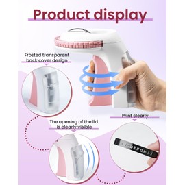 Label KINGDOM Pink Embossing Label Maker, Omega S Labeler with 10 Roll Embossing Label Tape, Vintage Handheld Embossed Label Printer for School Office Home Organization