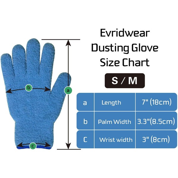 EvridWear Microfiber Auto Dusting Cleaning Gloves for Cars and Trucks, Dust Cleaning Gloves for House Cleaning, Perfect to Clean Mirrors, Lamps and Blinds (2Pairs S/M)