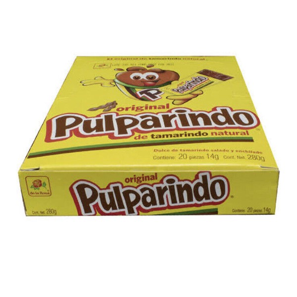20 PC Original Pulparindo Mexican Candy, Tamarindo Flavor 280 Gr / 14 Gr Piece
