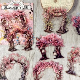 Vintage Tree Pattern Decorative Paper, 10pcs/set DIY Scrapbooking & Stamping Paper, DIY Decorative Supplies for Album, Book - Specification: Summer Tree, Size: 10pcs/pack