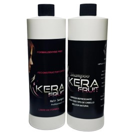 KERA FRUIT Cirugia Capilar Para el Cabello Libre de Formol - Antifrizz Deep Hydratation - Repair Hair Treatment - Professional Results - Formaldehyde Free 32oz with Shampoo - keratin Treatment.