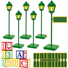 6 Pack Street Sign Wooden Lamp Post with Custom Street Sign Sticker Abc Friend Street Party Decoration, Lamp Post Centerpiece Street Party Supplies for Birthday Party Decor Friend Street Decoration