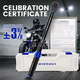 1/2 Inch Drive Click Torque Wrench, 10–180 Ft.Lb/13.6–244.0 Nm ±3% Accuracy, 72-Tooth Dual-Direction Ratchet, Adjustable Newton Meter Torque Wrenches for Motorcycle,Car & Bicycle Repair