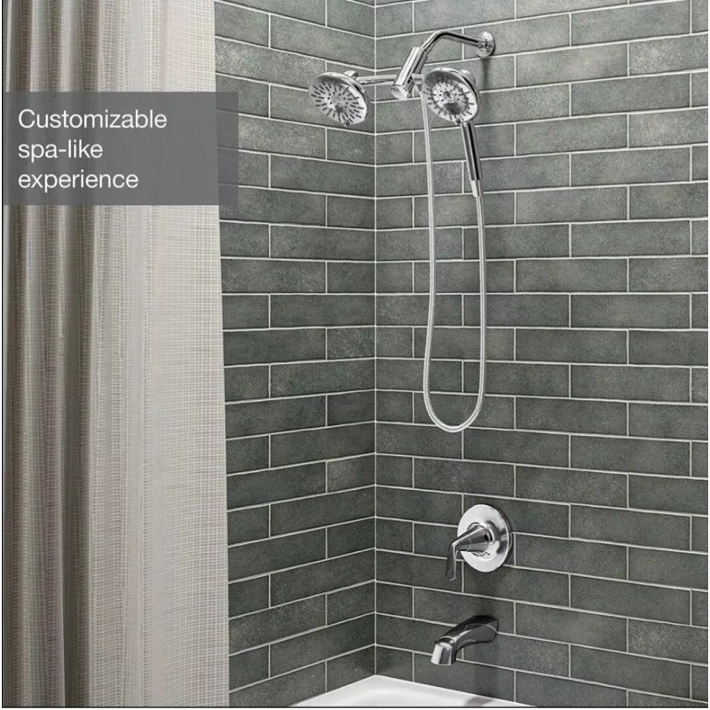 KOHLER Dual Shower Heads 3-Spray Round Wall Mount Hand Shower
