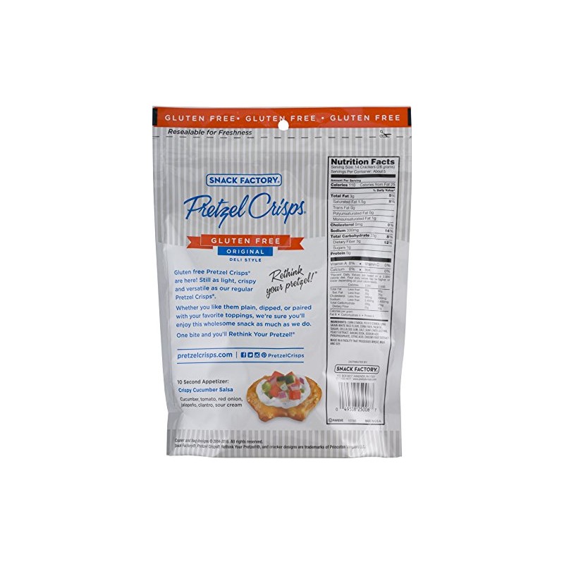 Snack Factory Original Pretzel Crisps, Gluten Free, 5 Ounces (Pack