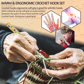 Coopay Warm Crochet Hooks for Grandmother, Art Aluminum Soft Grip Crochet Needles for Crocheting, Knitting Hook for Crochet Yarn Craft - Premium Knitting & Crochet Supplies