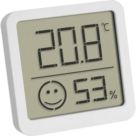TFA Dostmann Digital Mini Thermo-Hygrometer, 30.5053.02, Indoor Temperature and Humidity, Small and Handy, for Standing or Hanging, White