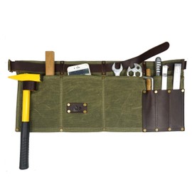 Heavy Duty Tool Apron with Hammer Loop,Waxed Canvas Waist Work Apron, Pocket Workhop Gardening Apron Unisex (Green)
