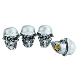 Abfer Skull Air Tire Valve Stem Cap Car Wheel Tyre Dust Pressure Caps Fit Most Vehicle Truck Motorcycles Bikes (Silver)