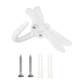 Cabilock Dragonfly Coat Hooks Decorative Creativity Wall Mounted Hanger Hook Heavy Duty Single Coat Hanger Decorative Hook Cloak Rack for Home Handbag Key Towel Bathrobe White.