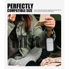 1 Pack Silicone Case Compatible with Touchland Hand Sanitizer Spray (Fit for 1 FL OZ/30 mL Ver), Portable keychain, long lanyard (Black)