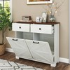 KEIKI Farmhouse Double Tilt Out Trash Cabinet with Hidden Drawers
