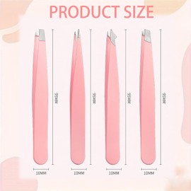 Fokmuaex 6Pcs Eyebrow Tweezers Set - Stainless Steel Slant & Pointed Tips with Small Scissors & Brush, Precision Hair Removal Tools