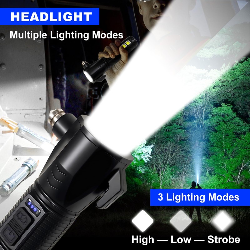 GEEBONFLUGENS Red Emergency Car Flashlight - 2000 Lumen Dual Light