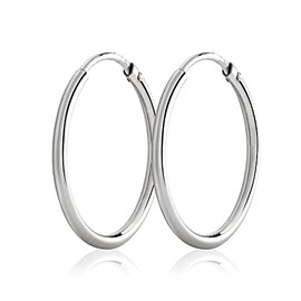 NKlaus Pair of 20 mm Creole Earrings 925 Sterling Silver 1.5 mm Thick Earrings Silver Earrings 3085